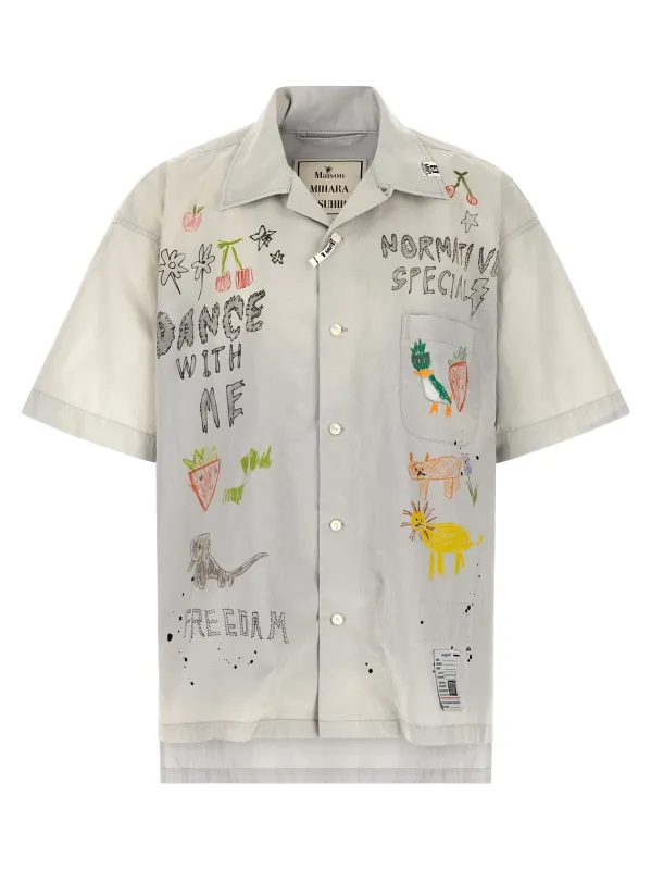 Graffiti Print Shirt Shirt And Blouse Gray made by Maison MIHARA YASUHIRO
