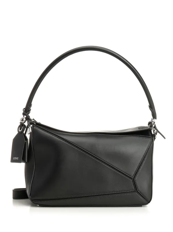 Puzzle Featherlight Shoulder Bags Black made by Loewe