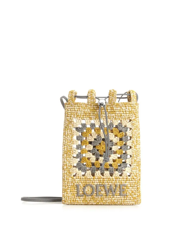 Drawstring Pocket Crossbody Bags Beige made by Loewe
