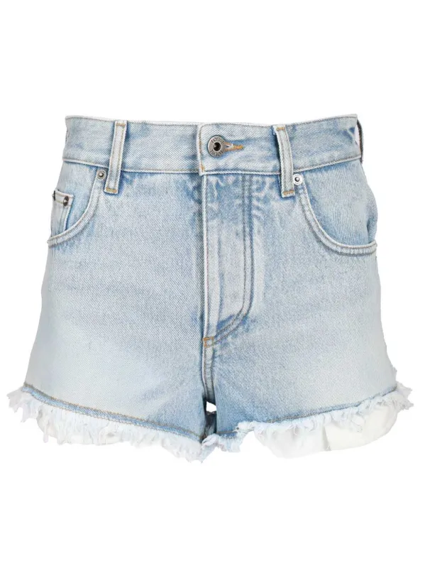 Midweight Cotton Denim Shorts Trousers Light Blue made by Loewe