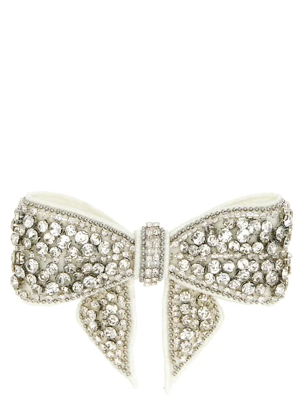 Crystal Embellished Bow Hair Accessories White made by Self-Portrait