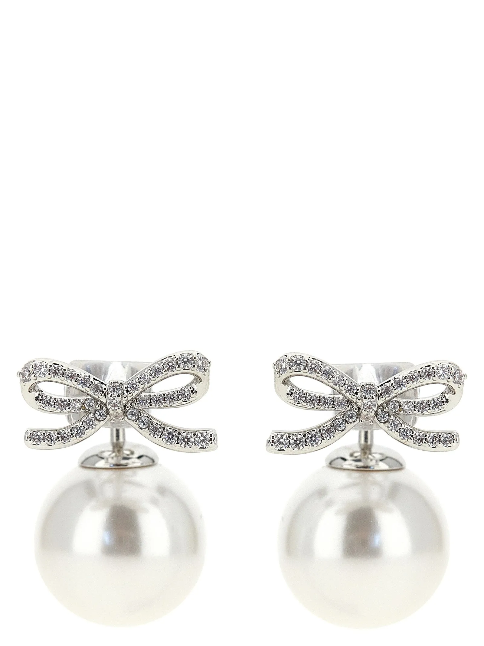 Crystal Bow Pearl Back Jewelry Silver sold by Wanan Luxury