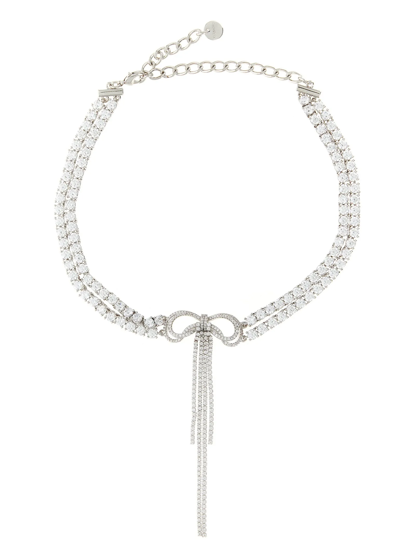 Double Crystal Bow Jewelry Silver sold by Wanan Luxury