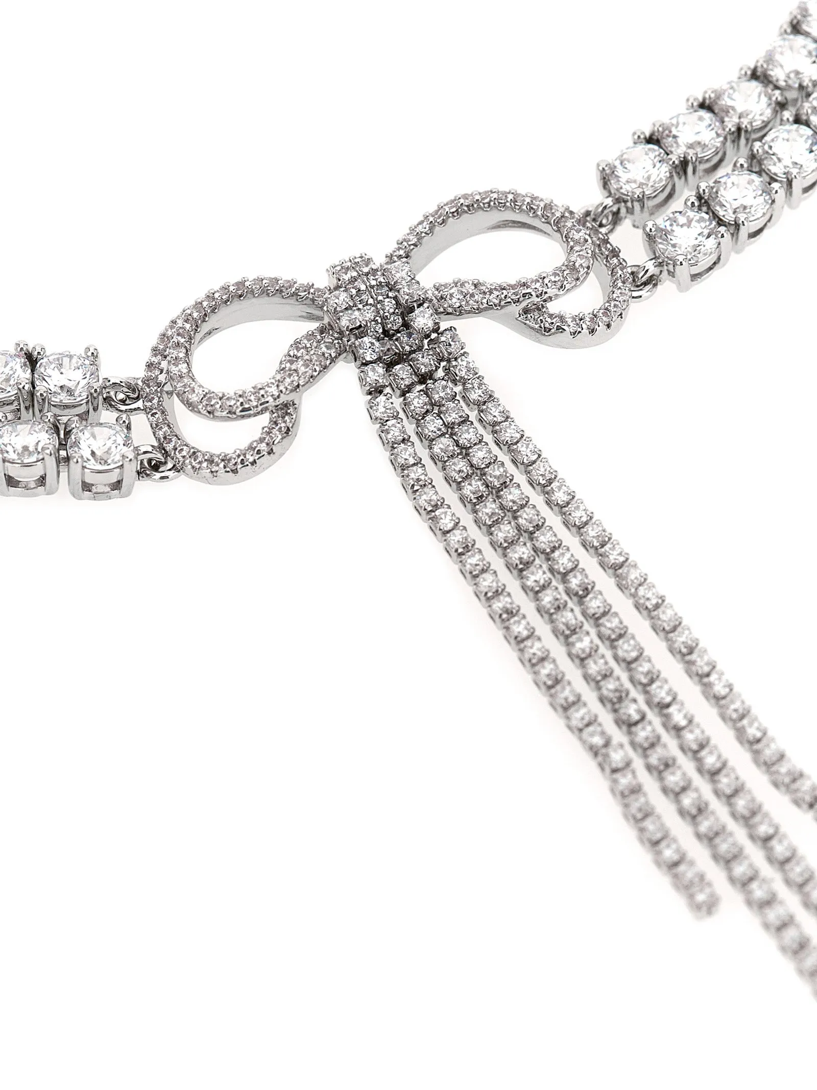 Double Crystal Bow Jewelry Silver sold by Wanan Luxury product image thumbnail 2