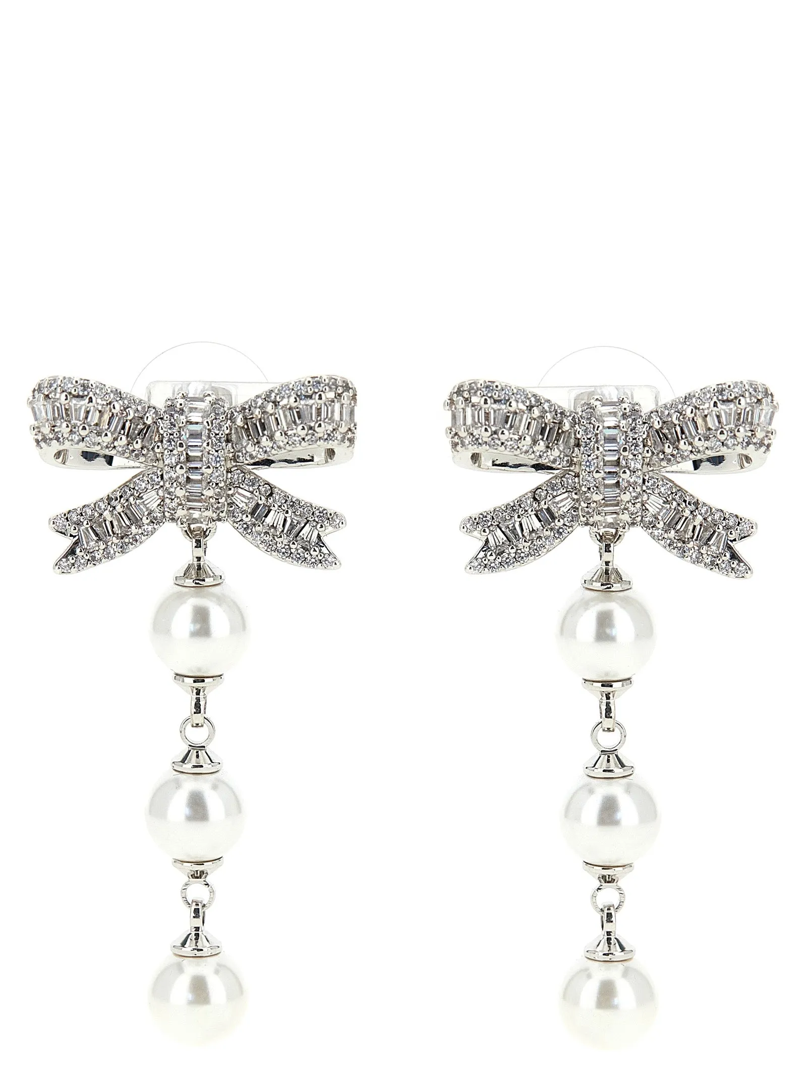 Crystal Bow Pearl Droplet Jewelry Silver sold by Wanan Luxury