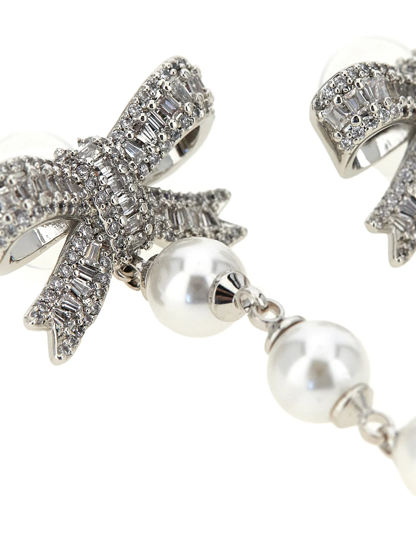 Crystal Bow Pearl Droplet Jewelry Silver sold by Wanan Luxury product image thumbnail 3