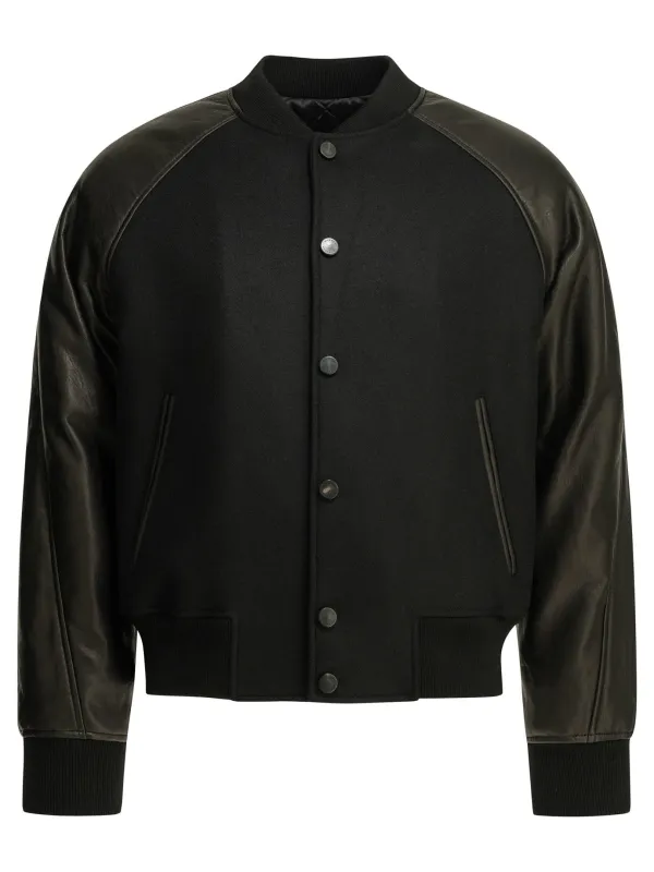 Wool Bomber Jacket With Reverse Logo Jackets And Coats Black made by Givenchy