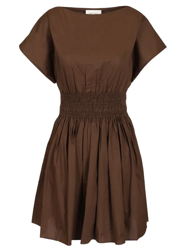 Shirred Waist Mini Dress Dresses Brown made by Matteau