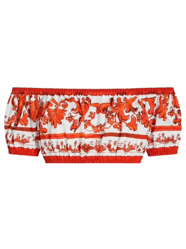 Majolica-Print Poplin Top made by Dolce & Gabanna