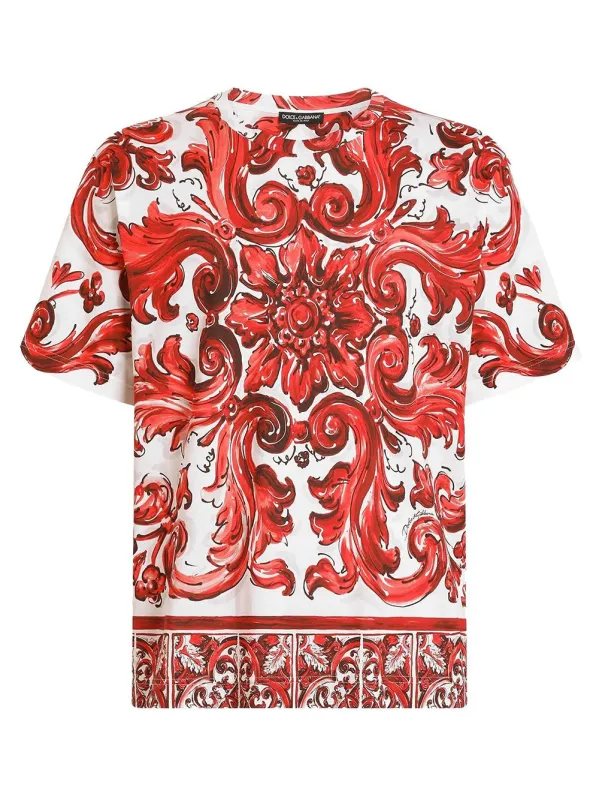 Majolica-Print Cotton T-Shirt made by Dolce & Gabanna