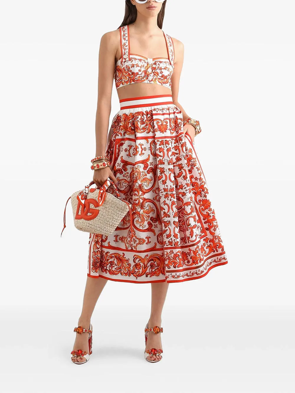 Majolica-Print Poplin Pleated Skirt sold by Wanan Luxury product image thumbnail 2