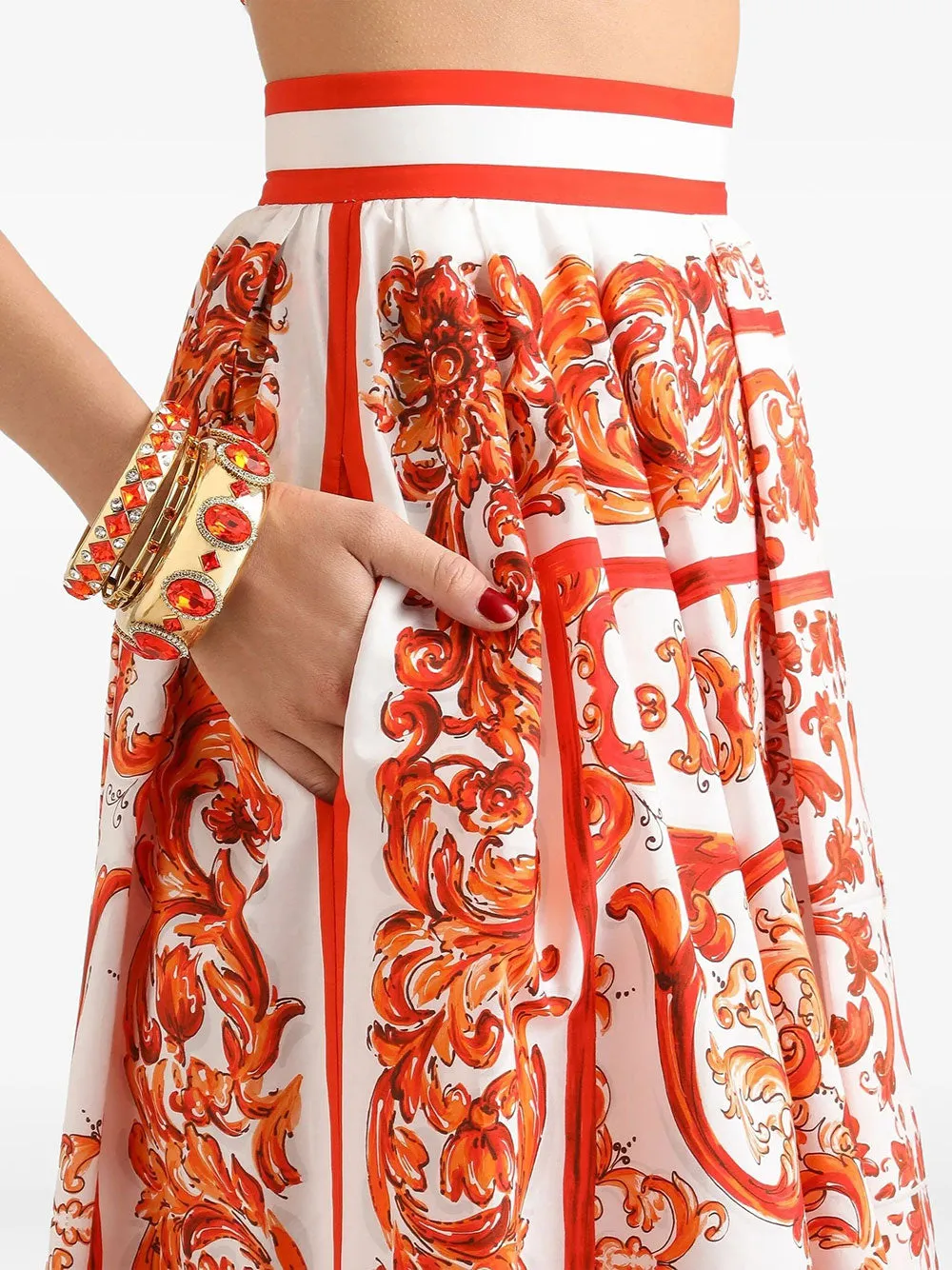 Majolica-Print Poplin Pleated Skirt sold by Wanan Luxury product image thumbnail 4