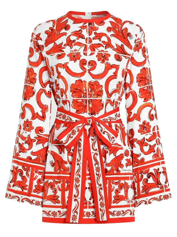 Majolica-Print Silk Charmeuse Shirt made by Dolce & Gabanna