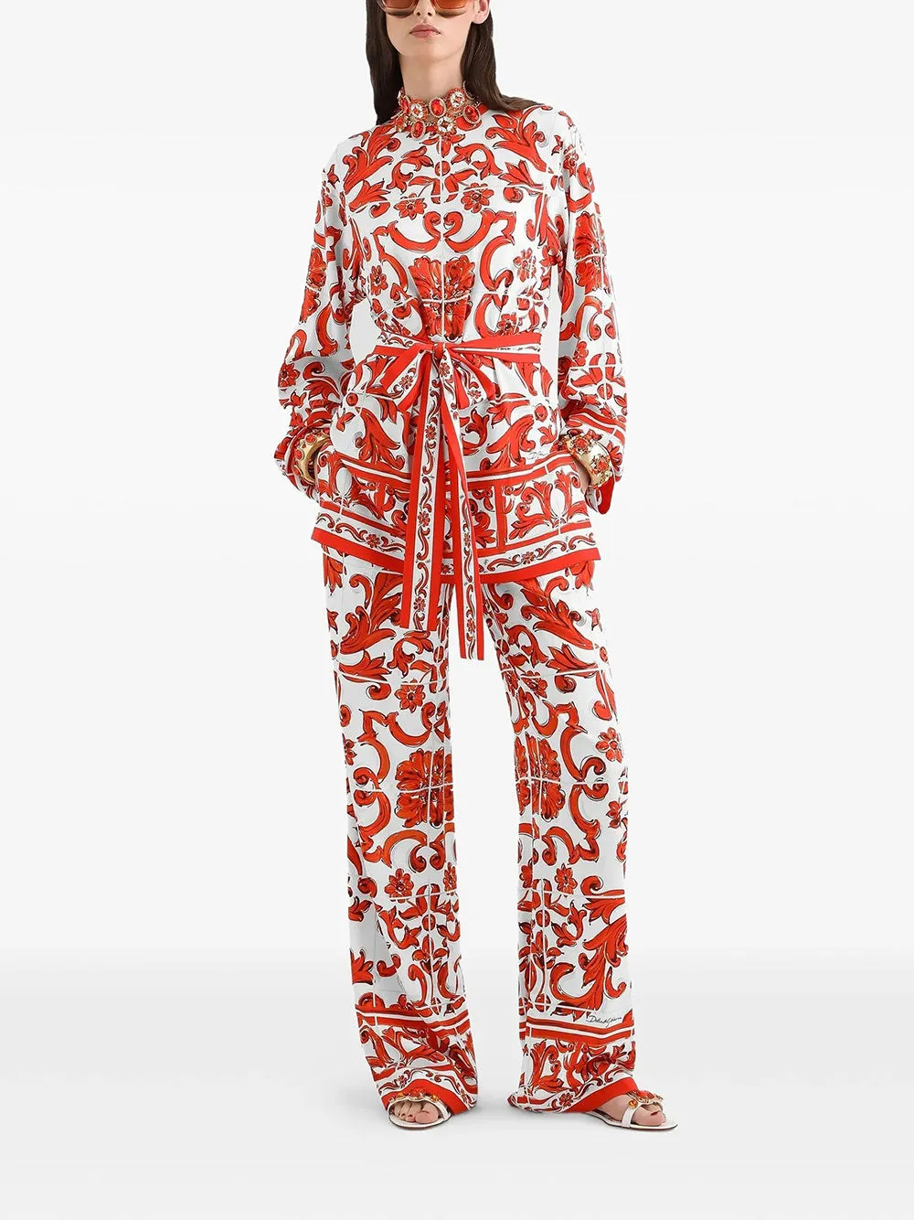 Majolica-Print Silk Charmeuse Shirt sold by Wanan Luxury product image thumbnail 2