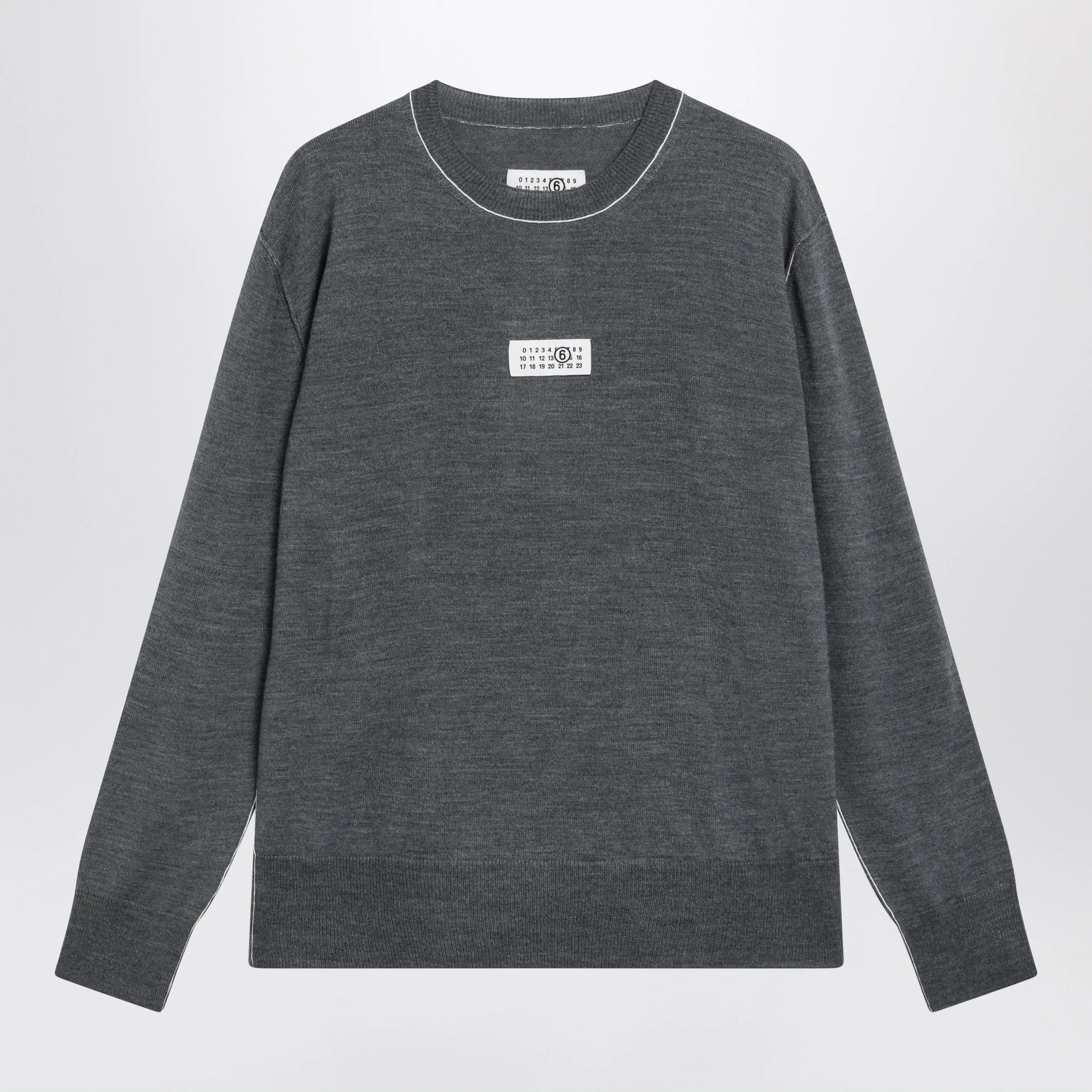 Grey Wool Sweater With Numeric Logo sold by Wanan Luxury