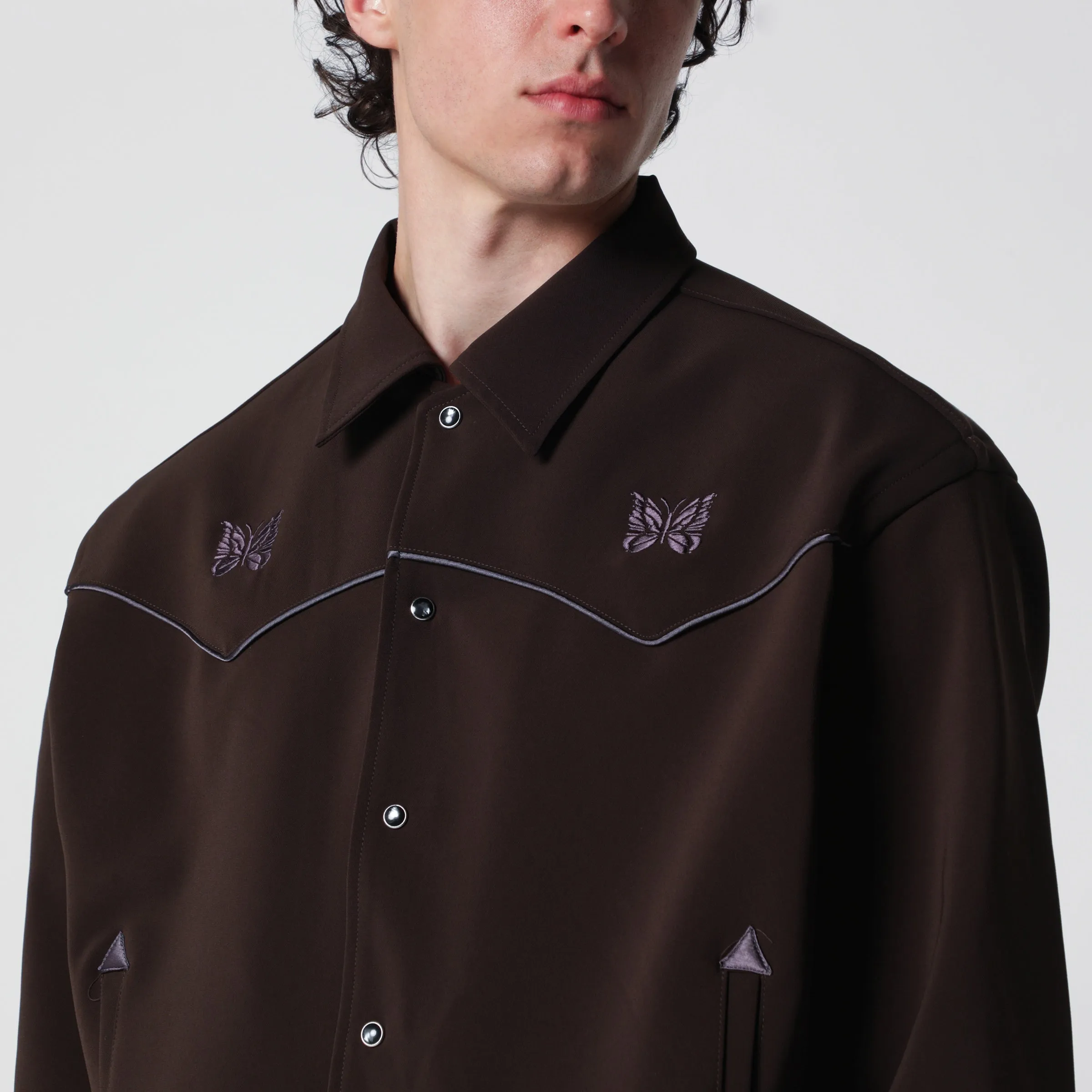 Piping Cowboy Jacket In Stretch Polyester Brown sold by Wanan Luxury product image thumbnail 2