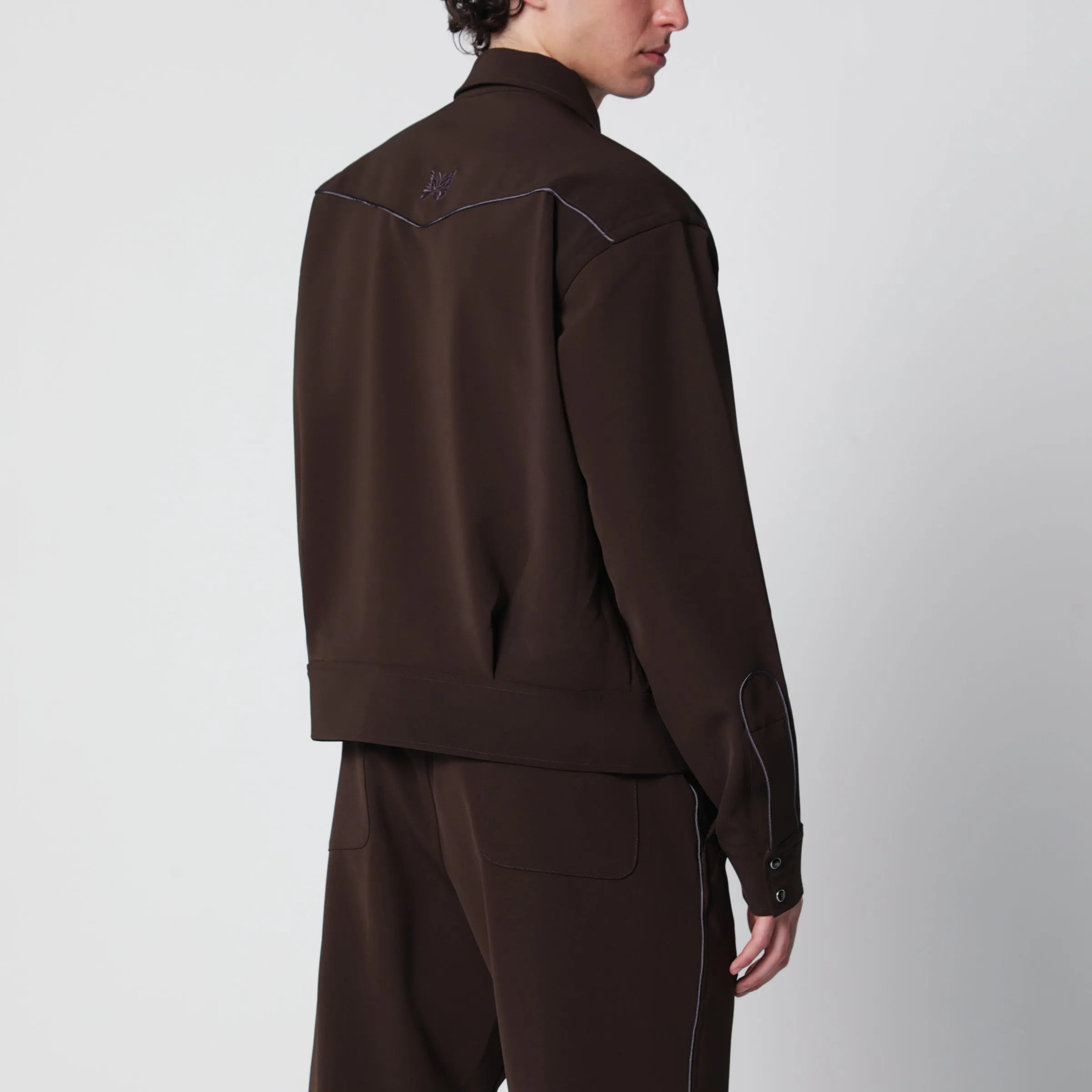 Piping Cowboy Jacket In Stretch Polyester Brown sold by Wanan Luxury product image thumbnail 3