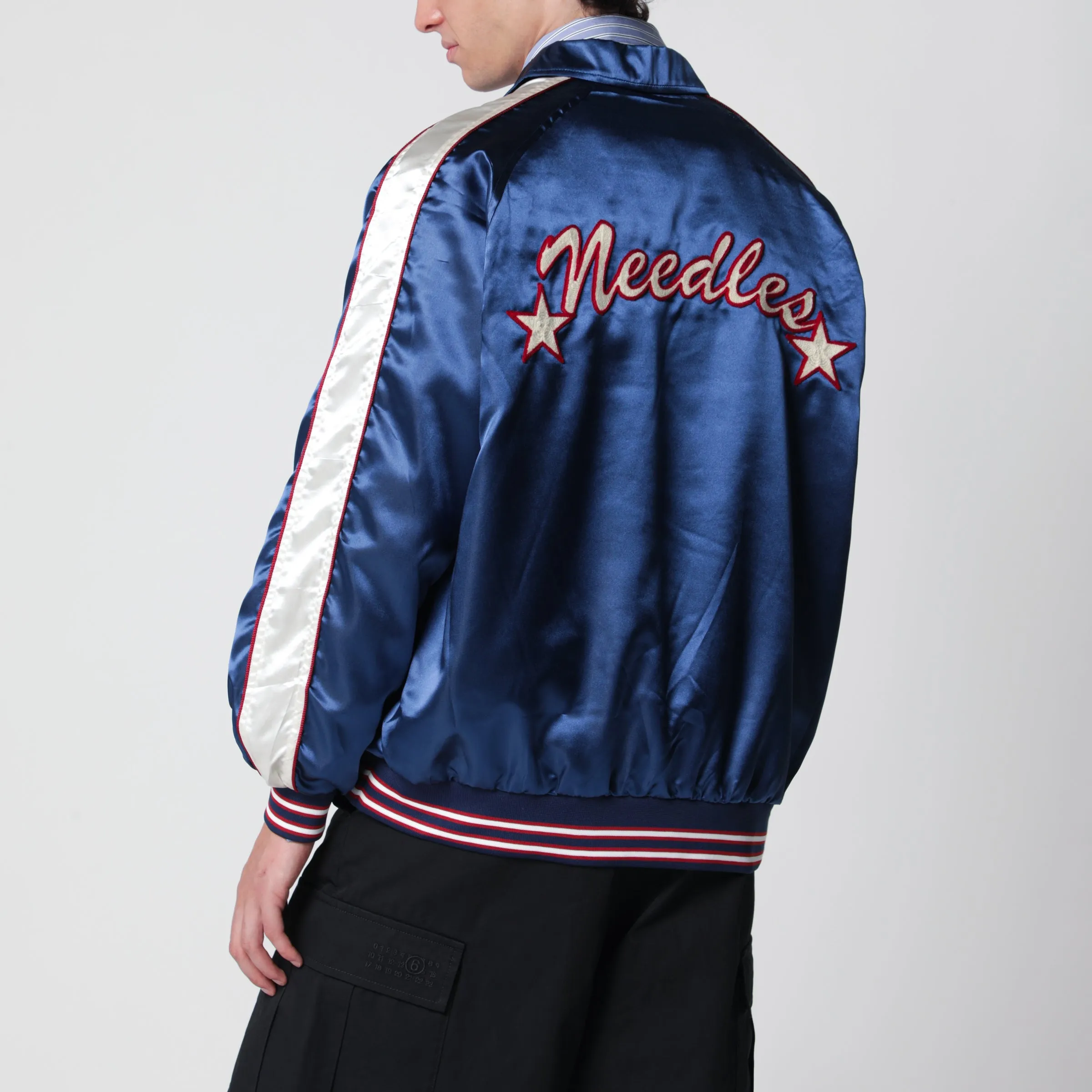 Stadium Jacket In Polyester Satin, Navy sold by Wanan Luxury product image thumbnail 3