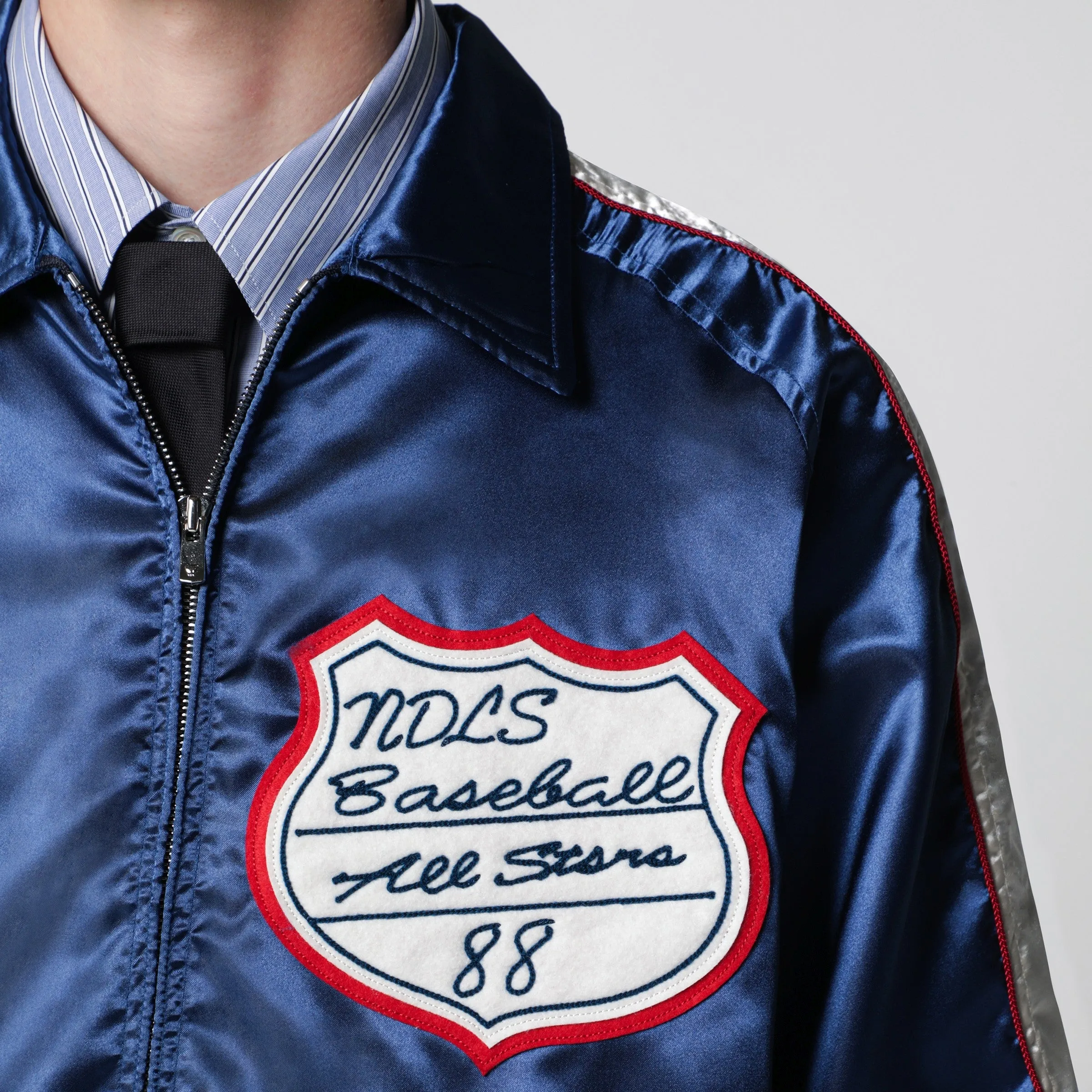 Stadium Jacket In Polyester Satin, Navy sold by Wanan Luxury product image thumbnail 2