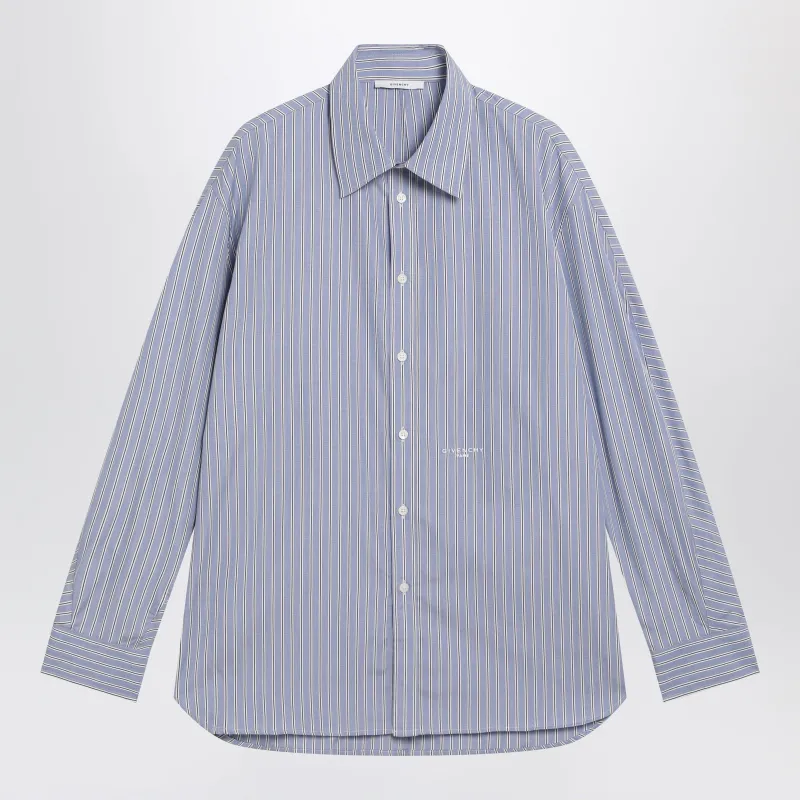 White/Blue Striped Poplin Shirt made by Givenchy