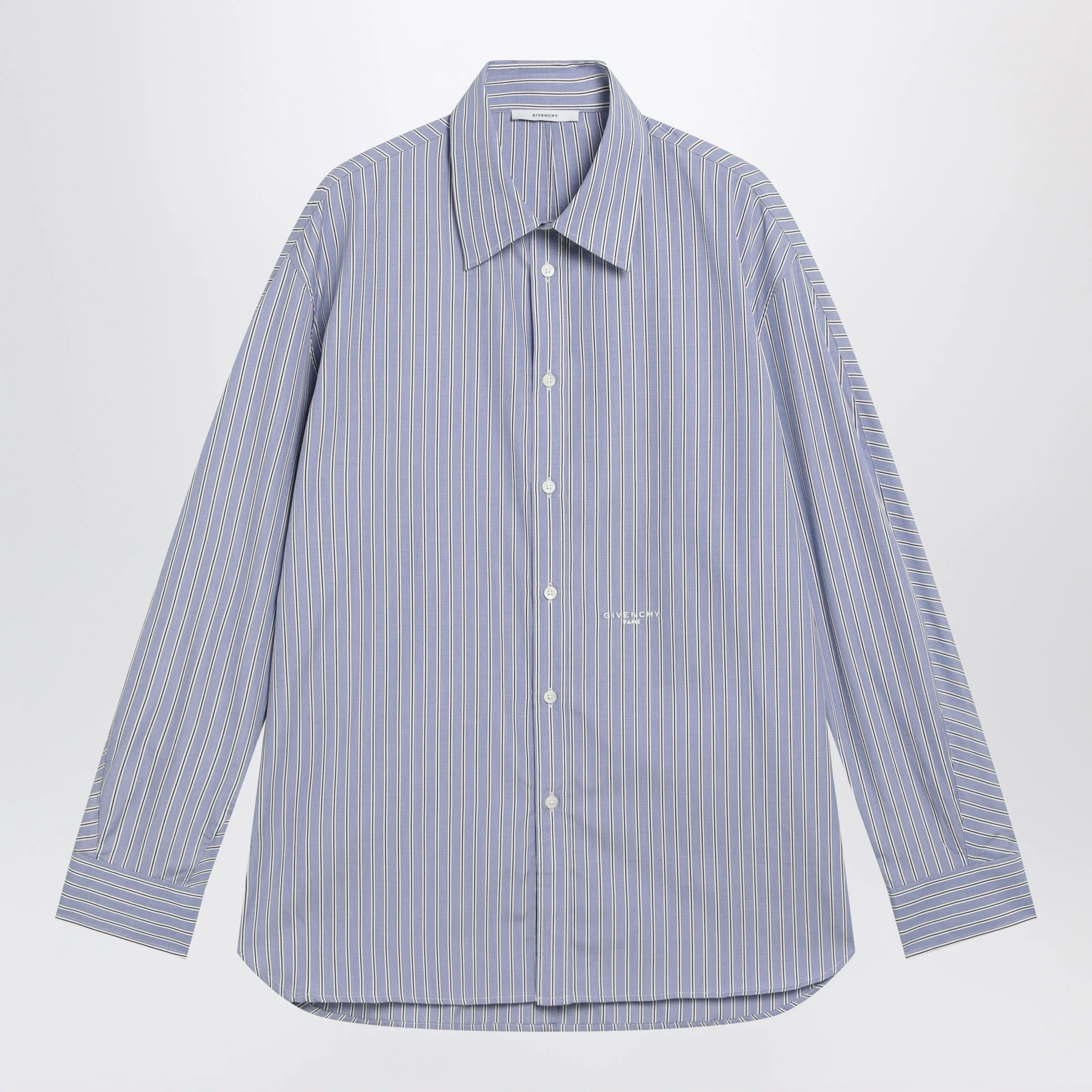 White/Blue Striped Poplin Shirt sold by Wanan Luxury