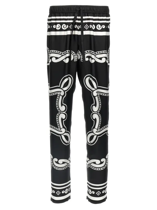 Silk Pants White/Black made by Dolce & Gabanna