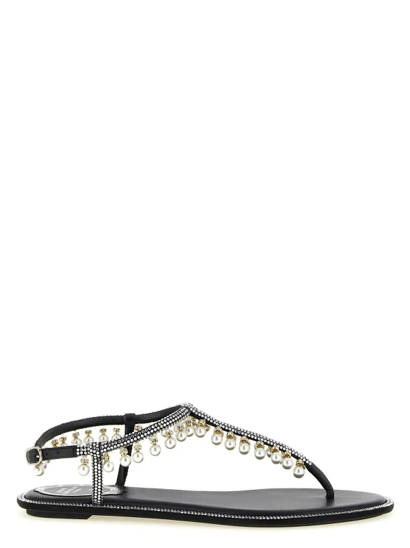 Diana Sandals White/Black made by Rene Caovilla