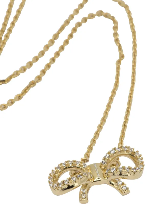 Necklace With Bow Pendant Jewels Gold made by Salvatore Ferragamo