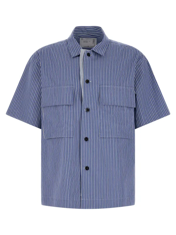 Striped Shirt Shirt And Blouse Light Blue made by Sacai
