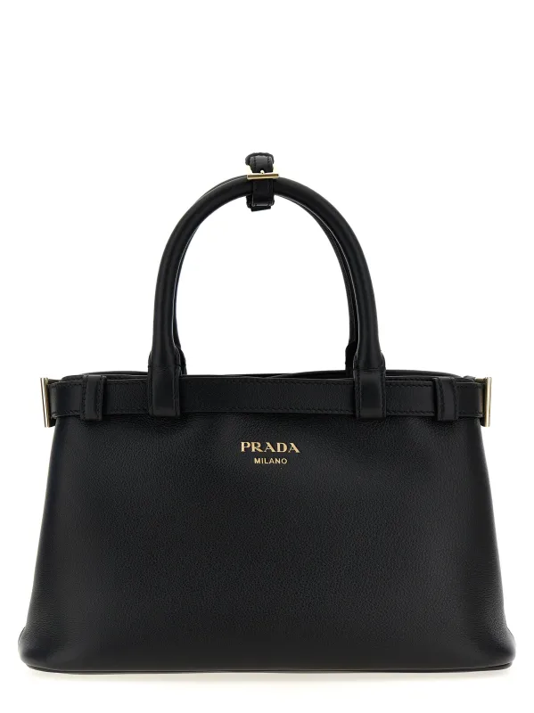 Prada Buckle Small Hand Bags Black made by Prada