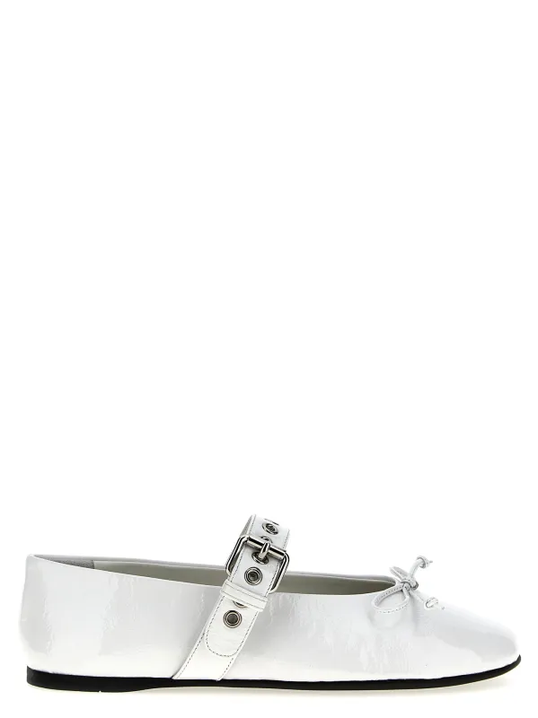 Buckle And Bow Ballet Flats Flat Shoes White made by Miu Miu