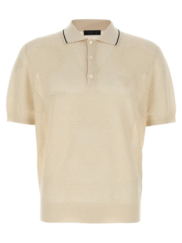 Openwork Shirt Polo White made by Prada