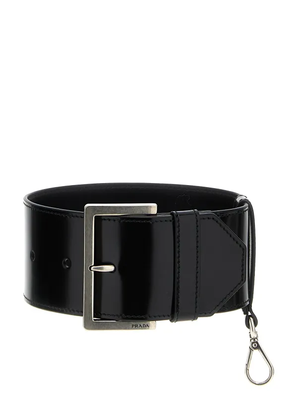 Brushed Leather Sleeve Bag Accessories Black made by Prada