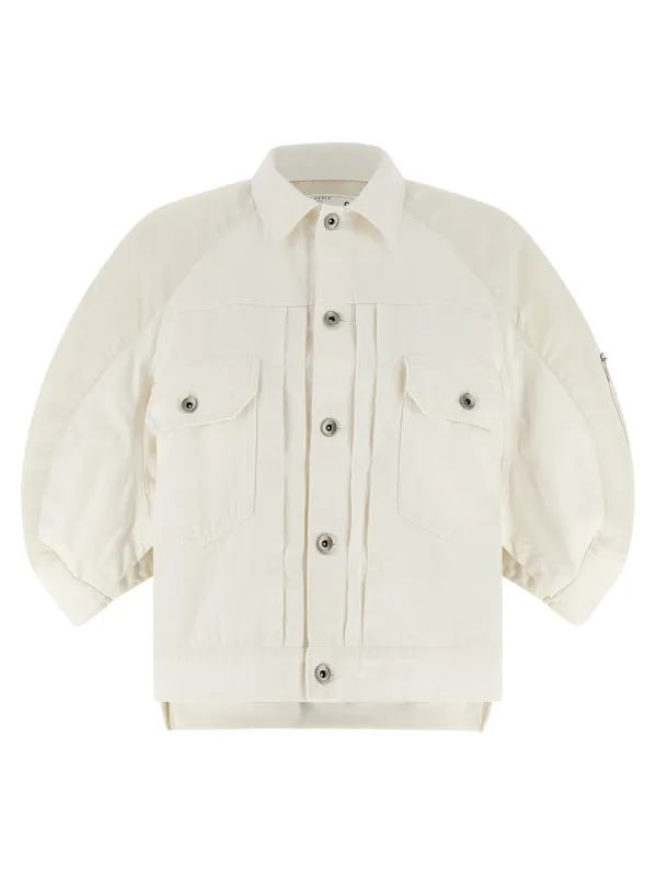 Hybrid Bomber Jacket Puffer Jackets White made by Sacai