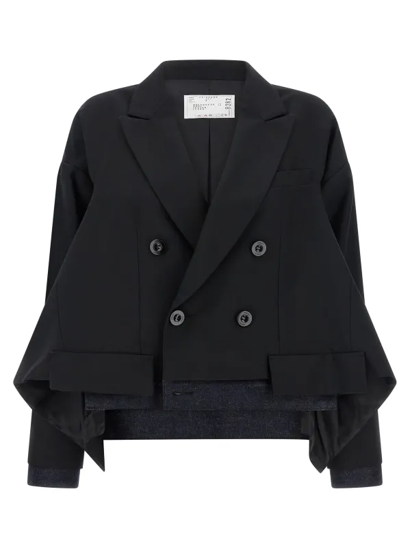 Denim Insert Blazer Blazers Black made by Sacai