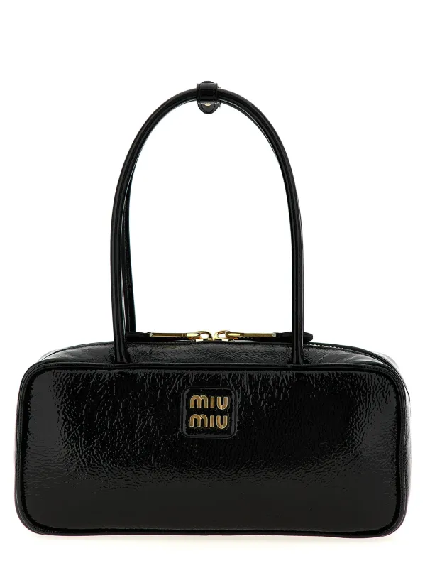 Trunk Hand Bag Hand Bags Black made by Miu Miu