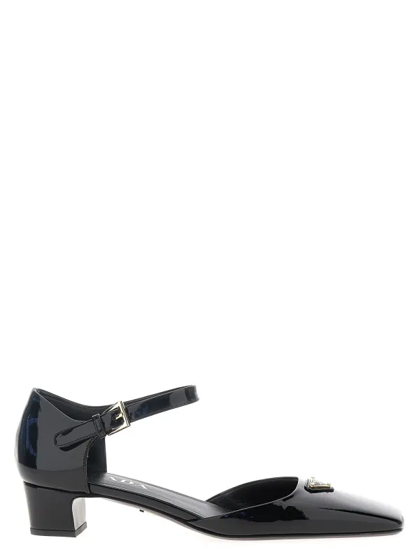 Logo Patent Pumps Black made by Prada