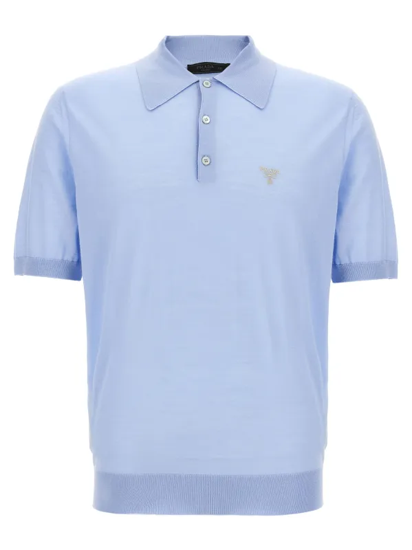 Wool Shirt Polo Light Blue made by Prada