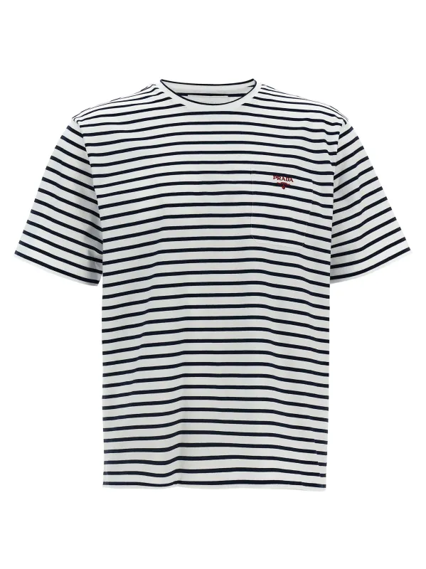 Logo Embroidery T-Shirt Multicolor made by Prada