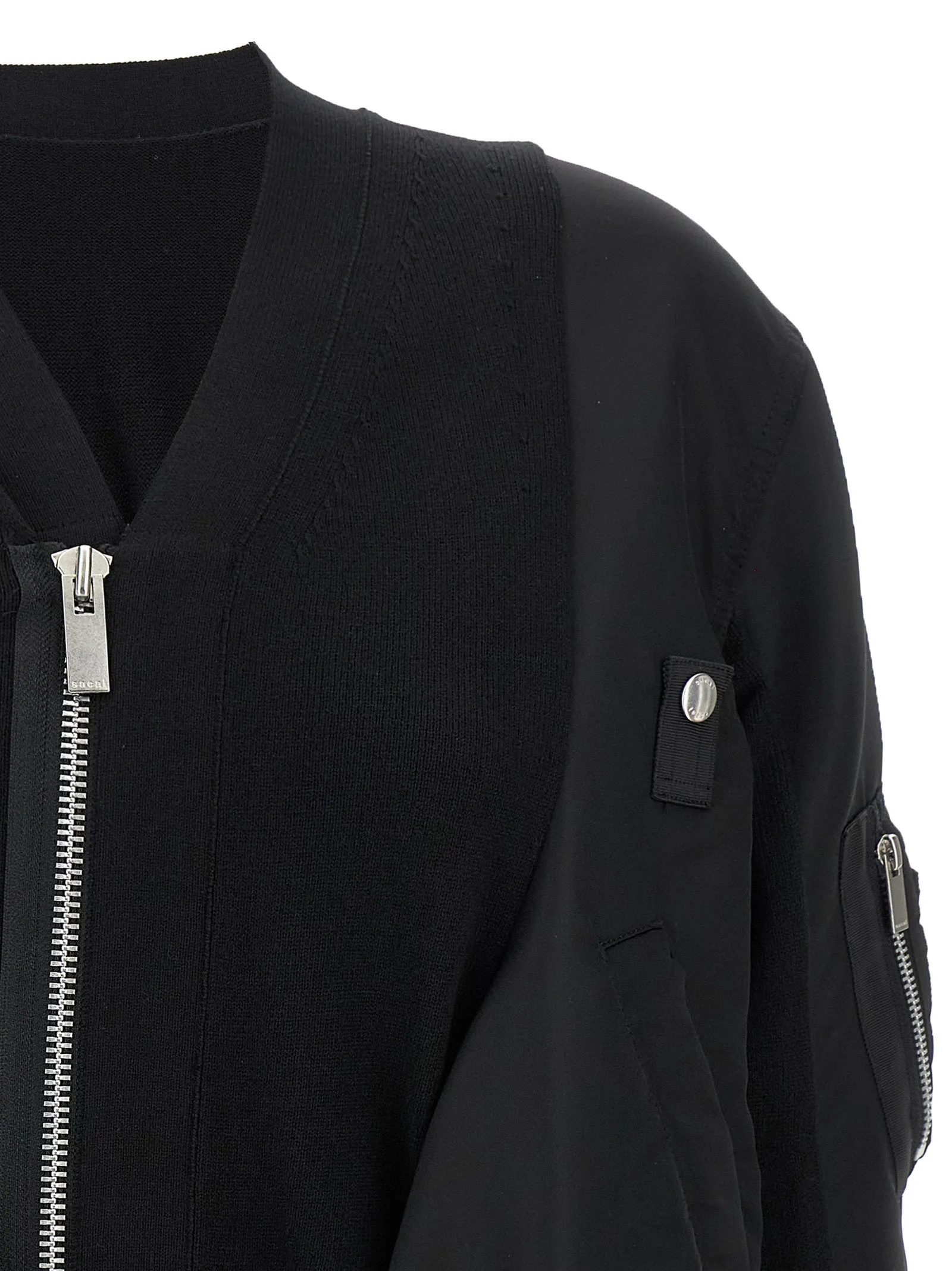 Nylon Insert Cardigan Sweaters And Cardigans Black sold by Wanan Luxury product image thumbnail 3