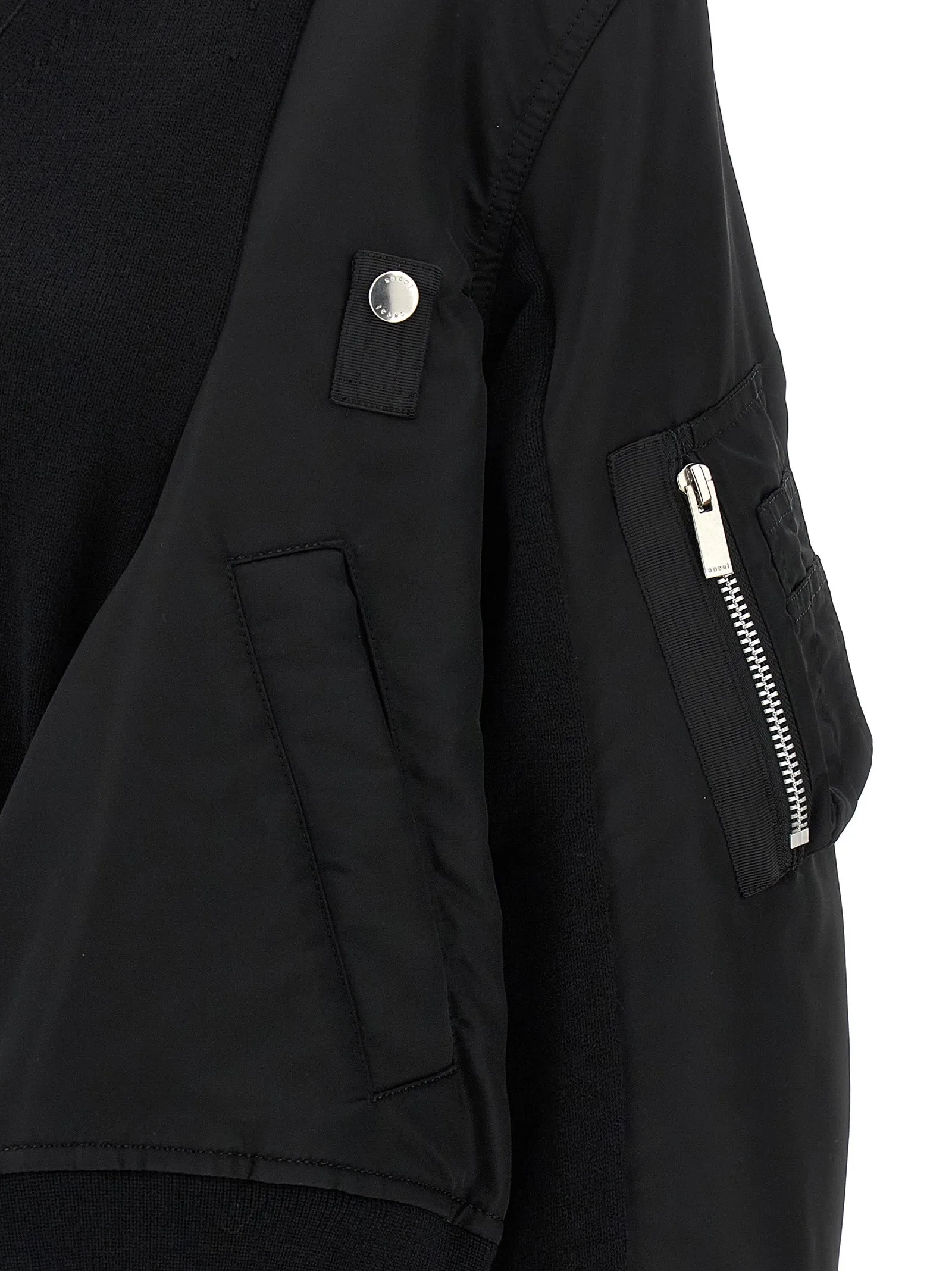 Nylon Insert Cardigan Sweaters And Cardigans Black sold by Wanan Luxury product image thumbnail 4