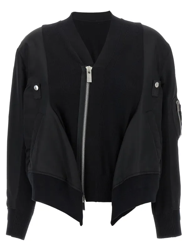 Nylon Insert Cardigan Sweaters And Cardigans Black made by Sacai