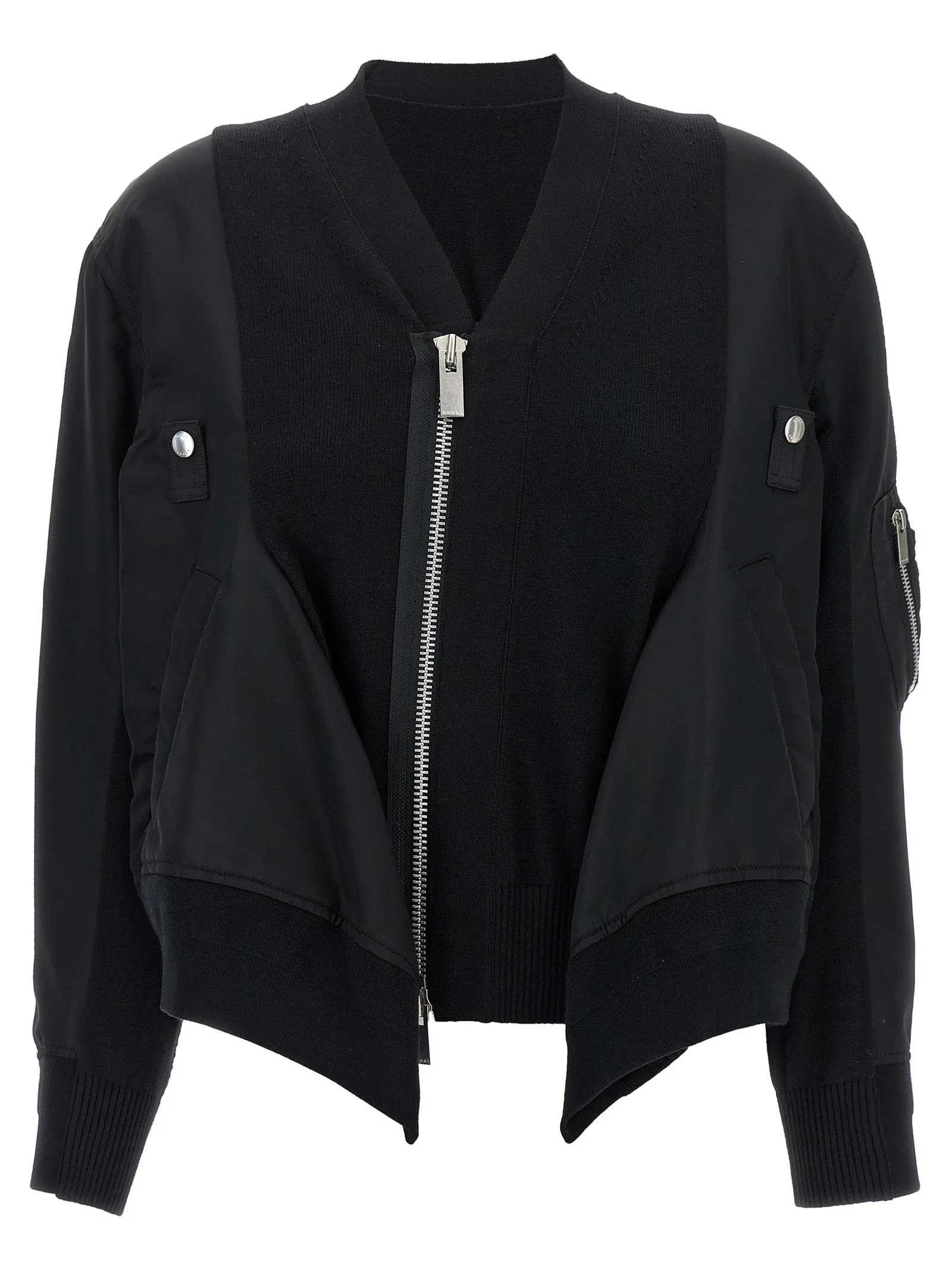 Nylon Insert Cardigan Sweaters And Cardigans Black sold by Wanan Luxury