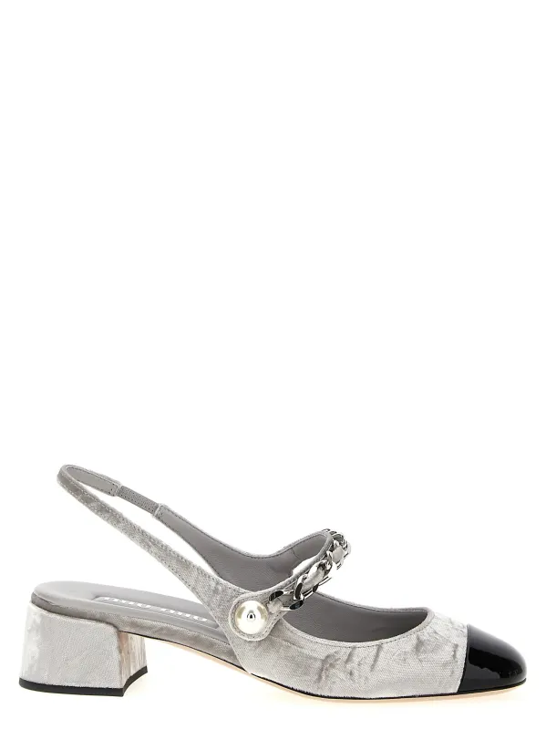 Velvet Slingback Pumps Silver made by Miu Miu