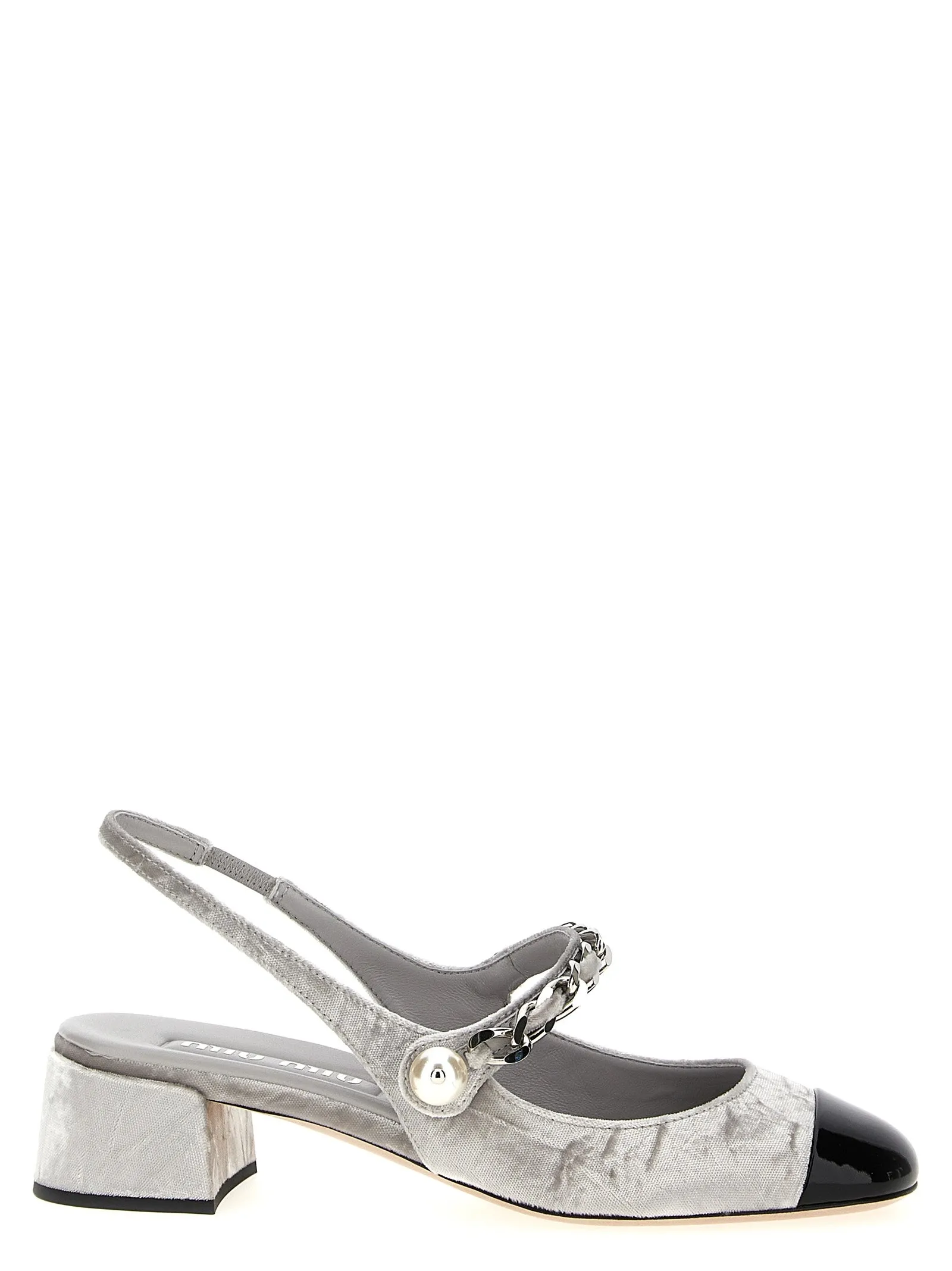 Velvet Slingback Pumps Silver sold by Wanan Luxury