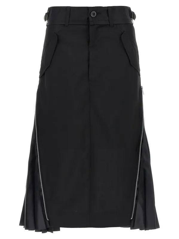 Cargo Mix Skirts Black made by Sacai