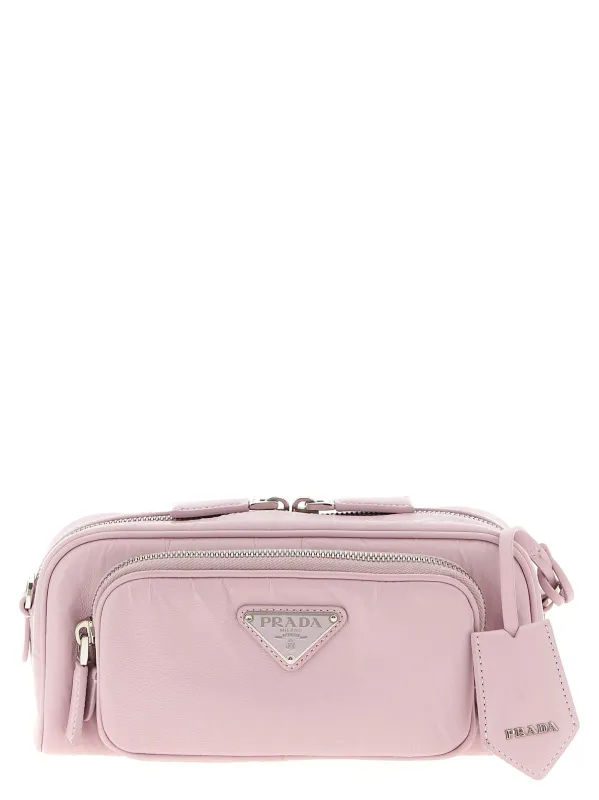 Logo Antique Nappa Crossbody Bag Crossbody Bags Pink made by Prada