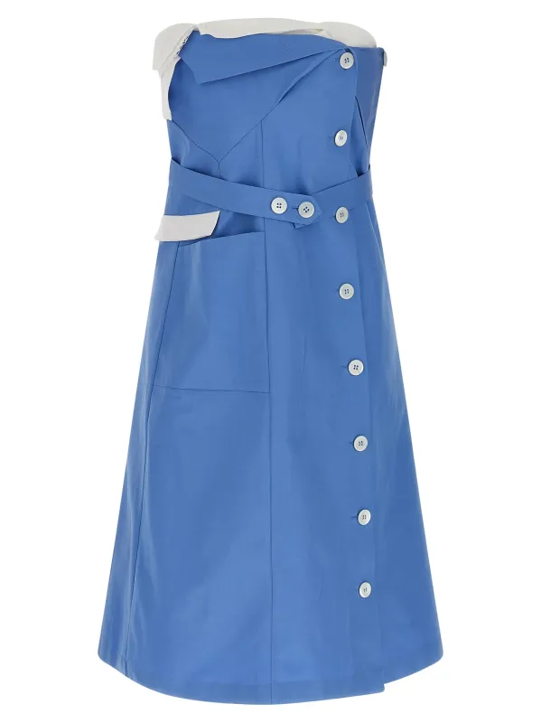 Deconstructed Mini Dress Dresses Light Blue made by Miu Miu