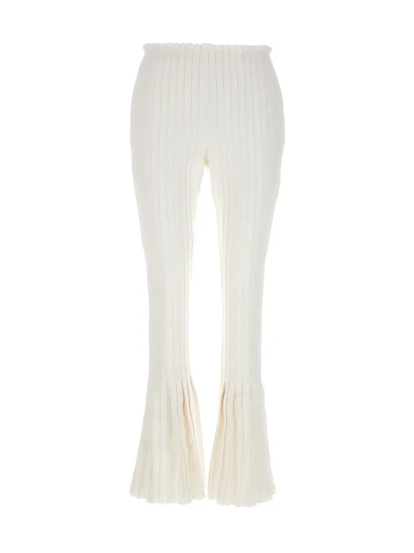 Ribbed Pleated Pants White made by Sacai