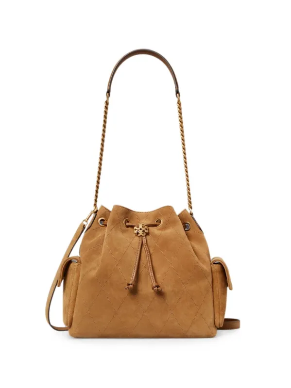 Charlie Suede Leather Bucket Bag made by Tory Burch